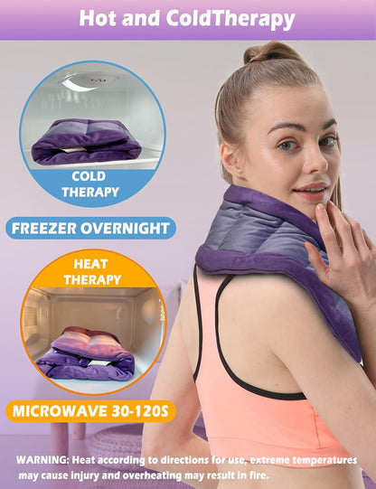 Microwavable Heating Pad, Neck‑Shoulder Wrap with Handles, Unscented
