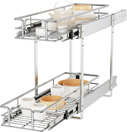 ROOMTEC Pull Out Cabinet Organizer, Pull Out Shelves 5½" W x 21½" D, Heavy Duty Cabinet Drawers Slide Out Kitchen Organizers Storage Shelf