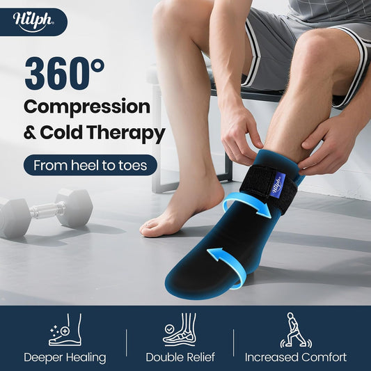 Hilph Ice Pack Socks for Full Foot Pain Relief, Hot Cold Therapy Socks | Flexible Gel, Reusable Cooling Socks, Toe Pain, Plantar Fasciitis, Hot Feet, Chemotherapy, Postpartum Recovery, Easy Slip On