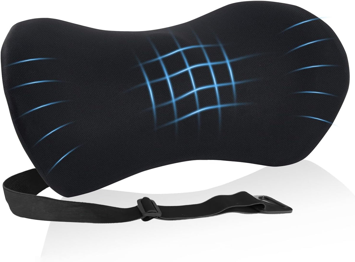Lumbar Pillow, Memory Foam Lumbar Support Pillow for Office Chair and Car Seat, Ergonomic Streamline Back Pillow for Lower Back Pain Relief, Back Support Pillow for Sitting, Driving, Traveling
