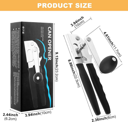 Manual Can Opener, Heavy Duty Hand Crank Can Opener for Seniors & Arthritis -Easy Open Smooth Edge Safe Cut with Bottle Opener Use at Home or Restaurant for Seniors Chef