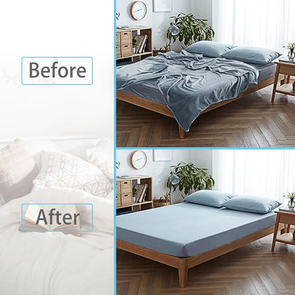 Bed Sheet Straps/Fitted Sheet Holders for Corners - Keep Your Bed Sheets Firm & Tight with Premium Bed Scrunchies, Sheet Clips White-2Pack