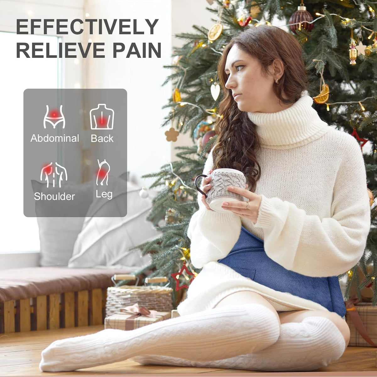 Heat Pad for Back Pain Relief Electric Heating Pads with 6 Temperatures Soft Detachable Heat Pad for Man Women (Gray)