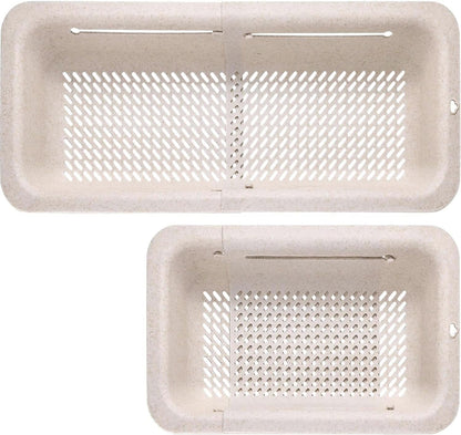 LASSHSWA Collapsible Colander for Kitchen, Over the Sink Strainer Basket for Kitchen, Fruit Pasta Food Strainer Expandable Plastic Colander BPA Free (Black)