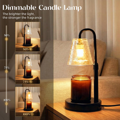 Glimra 2 Pack Candle Warmer Lamp with Timer,Dimmable,Adjustable Height