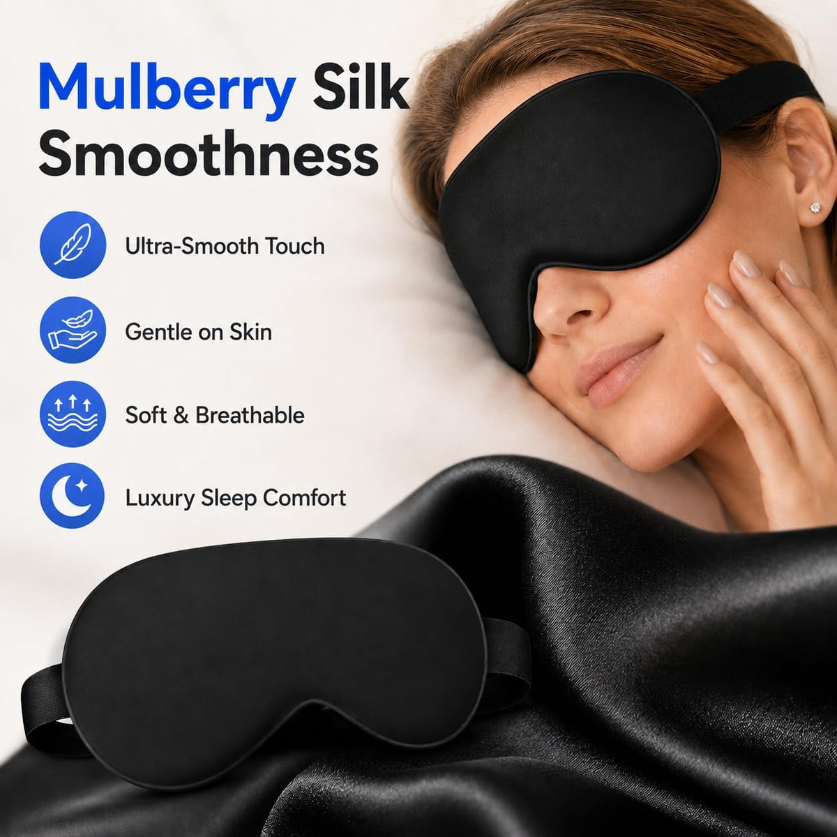 Cooling Sleep Mask with Mulberry Silk Surface & Removable Gel Pack