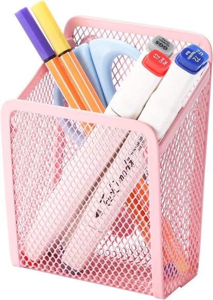 Magnetic Pencil Holder,Mesh Stainless Steel Pen Basket, Metal Writing Utensil Storage Organizer for Whiteboard,Blackboard,Kitchen, Locker, Home, or Office | Metal Writing Utensil Storage Organizer for Whiteboard,Blackboard,Kitchen, Locker, Home, or Office