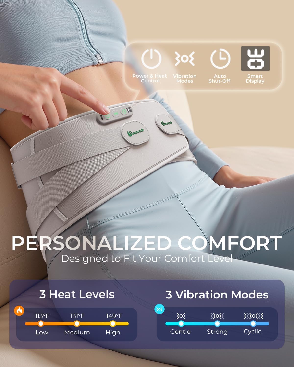 Lower Back Massager for Pain Relief, Portable Heating Pad for Back