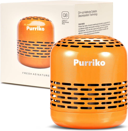 Purriko Refrigerator Deodorizer, Long-Lasting Fridge Odor Eliminator | Replaces Baking Soda and Activated Carbon, Reusable Fridge Deodorizer, Orange