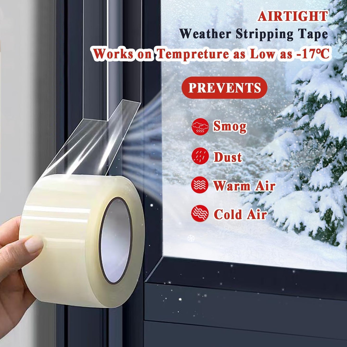 Dstorelhp Clear Window Sealing Tape, 2'' X 66FT, Window AC Insulation Tape | Waterproof, Window Air Conditioner Sealing Tape, Blocker for Cold Heat Air, No Residue, Energy Efficient
