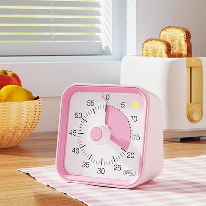 Visual Timer for Kids, Countdown Timer with Pause Function, White | Timer for Kitchen Cooking, Classroom, Study, Toddler, ADHD, Cute Timer Clock, Alarm 3 Volume Levels, Light Indicator