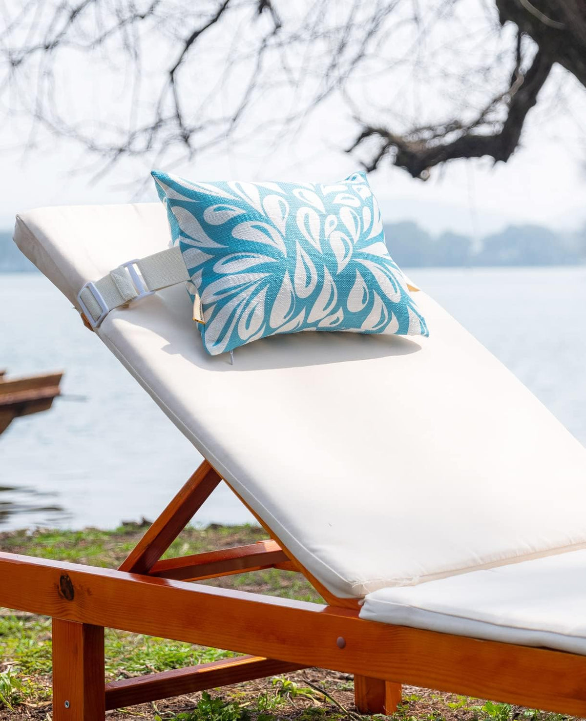 Outdoor Neck Pillow for Recliner,Patio Chaise Lounge Waterproof Headrest Pillow with Adjustable Elastic Stripe,Small Pillows Attachment for Office Chair,Car Seat Head or Lumbar, Navy Blue 2Pack