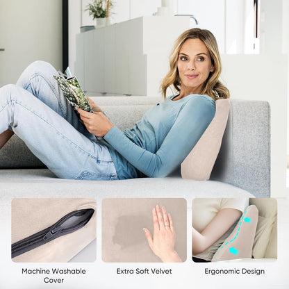 Lumbar Support Pillow for Recliner and Couch, Ergonomic Back Support Pillow | Dual-Layer Memory Foam, Soft Velvet Cover, Lower Back Pain Relief, Back Cushions for Recliner, Sofa & Gaming Chair