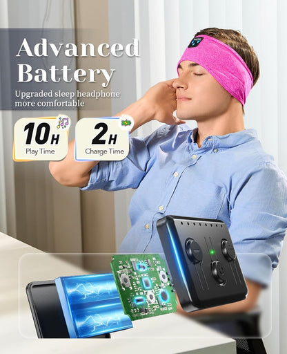 Perytong Sleeping Headphones Bluetooth Headband, Soft Long Time Play Sleeping Headsets with Built in Speakers Perfect for Workout,Running,Yoga,Travel, Darkgray
