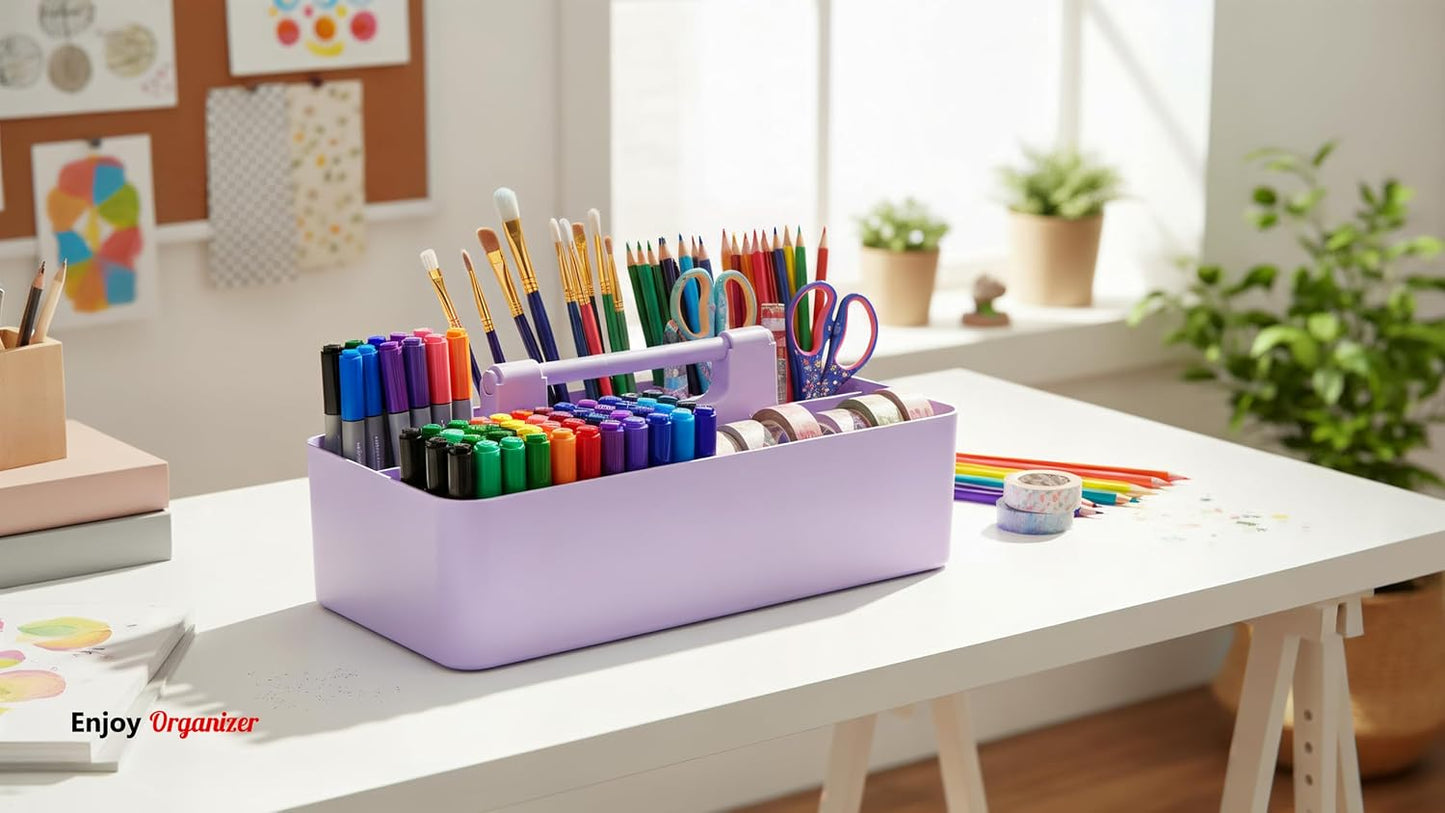 Portable Caddy American Made, DIY Dividers, 8 Compartments, Supply Organizer, Portable Tote Basket with Handle Storage Organizer Bathroom, Office, Crafts, or School Supplies