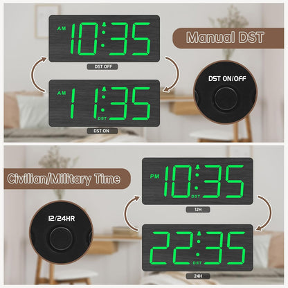 DreamSky Wooden Digital Alarm Clock for Bedroom with Large Numbers