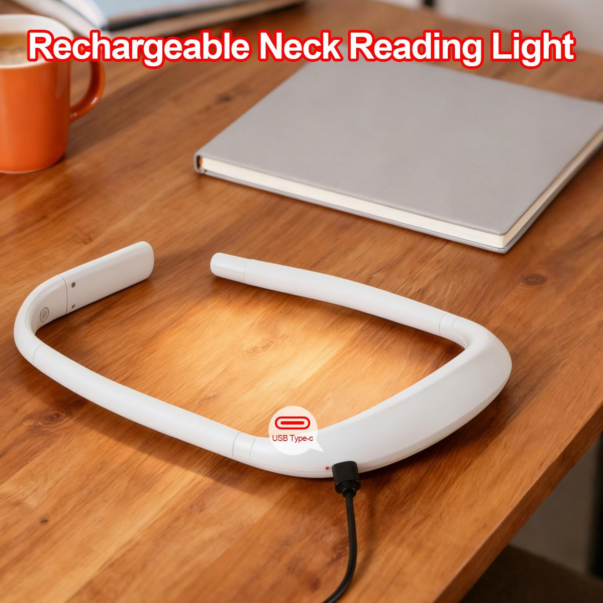 630nm Red Neck Reading Light - Zero Blue Light, Rechargeable Dimmable Portable LED Red Neck Book Lamp for Reading, Crafts, Knitting, Crochet at Night, Ideal Gift for Readers and Craft Lovers