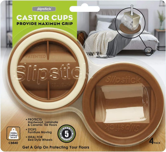 Slipstick CB845 3-1/4 Inch Bed Roller / Furniture Wheel Gripper Caster Cups (Set of 4) Chocolate Brown Color,Large