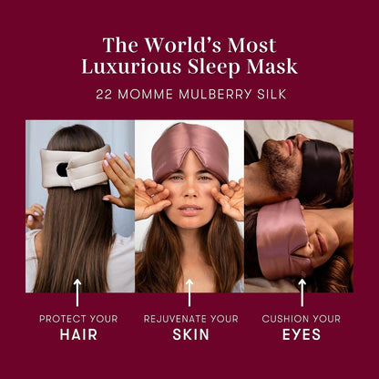 DROWSY Silk Sleep Mask - Face-Hugging, Padded Cocoon for Luxury Sleep in Total Darkness - 100% Pure Mulberry Silk, Skin-Hydrating & Adjustable (Midnight Blue)