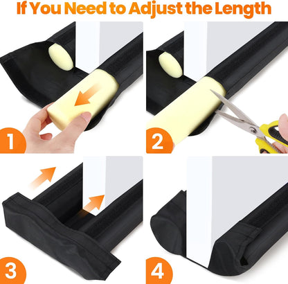 Door Draft Stopper, Under Door Draft Stopper for Bottom, 36 in, Black | Adjustable Size, Covers Gap up to 2.36 in, Easy Install, Blocks Cold air, Light, Reusable, for Bedrooms & Kitchen