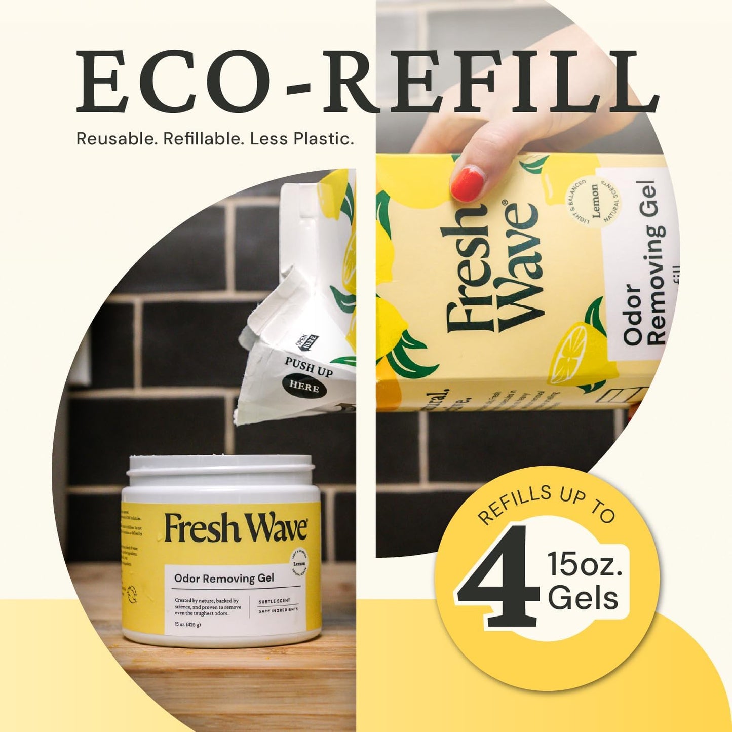 Fresh Wave Original Odor Eliminator Gel 3-Pk 7 oz - Air Freshener for Home | Plant-based essential oils. Lasts 15-30 days per jar. No plug-in needed. Pet-safe, closet and bathroom deoderizer.