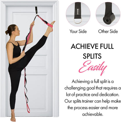 10-Loop Yoga Strap with Door Anchor for Stretching & Flexibility | Improve Flexibility, Balance and Deep Stretching with a Versatile Yoga Accessory for All Fitness Levels