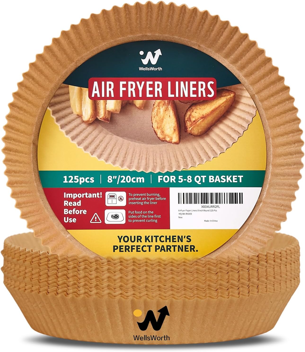 40GSM Air Fryer Liners, 6.5 Inch Air Fryer Liners Disposable, Unbleached Paper For 3-5Qt, Raw Wood Pulp, Double-Sided Silicone, For Health-Conscious Cooks & Busy Families, Square 100pcs