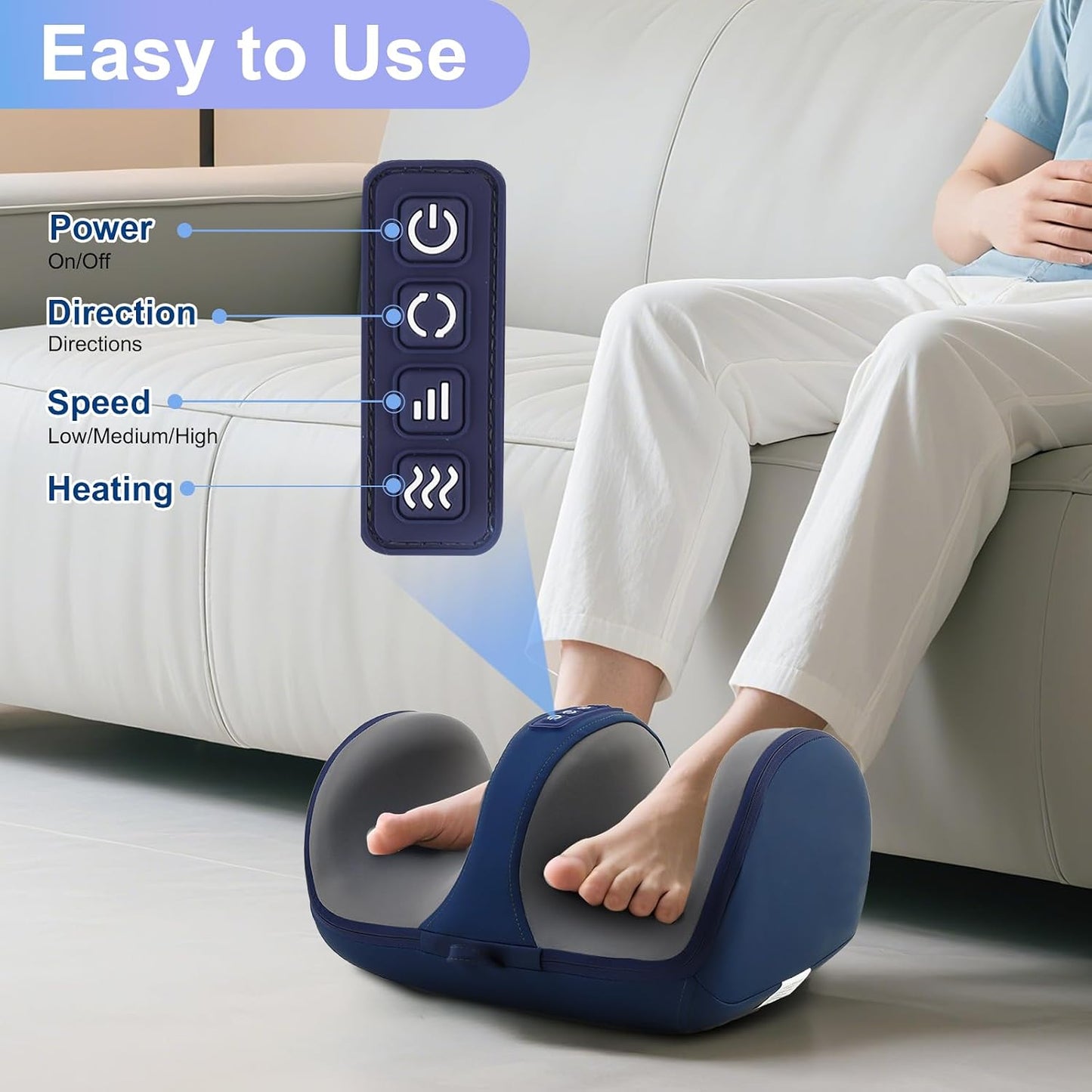 Shiatsu Foot Massager, Foot and Calf Massager with Heat, Black | 3 Intensity Levels, Heating, Auto Shut Off, for Feet, Calves, Arms and Ankles, for Plantar Fasciitis, Pain Relief