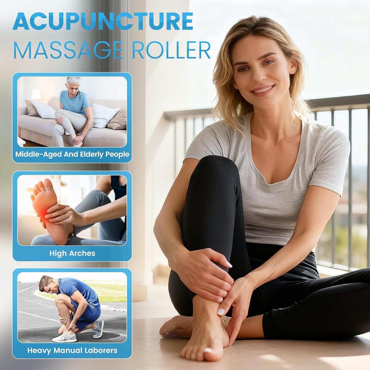 Plantar Fasciitis Relief Massager with Ice Roller, Foot Massager Use Cold Therapy & Reflexology Design for Circulation and Instant Neuropathy Pain Relief, Reduce Foot Swelling for Daily Foot Health