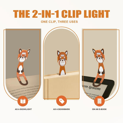 Rechargeable Kids Book Light, Cute Bookmark Reading Light for Kids, Dimmable Portable LED Book Light for Reading in Bed, Eye-Caring Bedtime Reading Lamp for Children & Travel, Brown