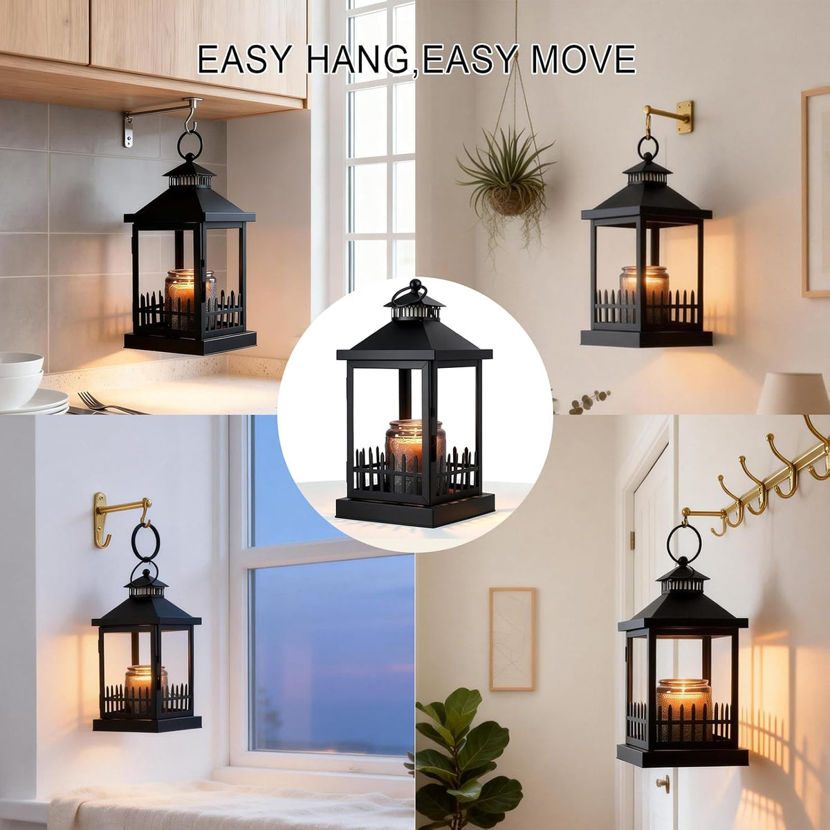 2026 New Candle Warmer Lamp with Timer,Compatible with 3 Wick Candles Jars,Vintage Candle Warmer Lantern Lamp,Dimmable Farmhouse Candle Lamp Warmer,Fully Enclosed and Hanging Up Designed