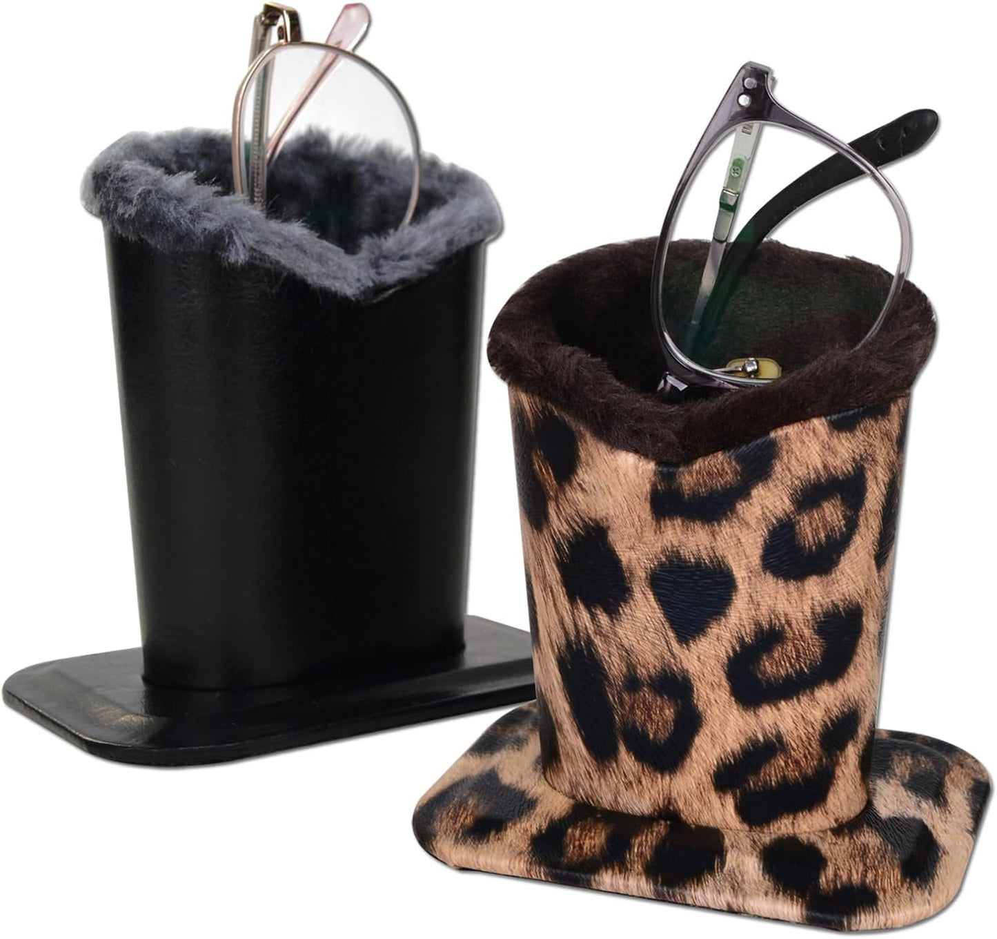 Baitaihem Pack of 2 Plush Lined Eyeglasses Holder Stand Protective Glasses Case For Desks Or Nightstands