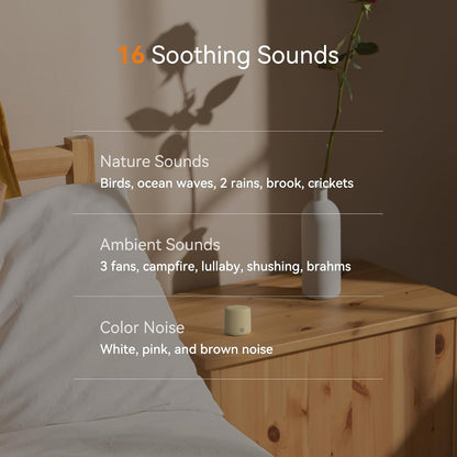 Dreamegg Portable White Noise Machine, 1000mAh Battery, Travel Sleep, Cream | Egg-Sized, 16 Sounds, USB-C, Timer, Baby & Adults, Office Privacy, Gift Use