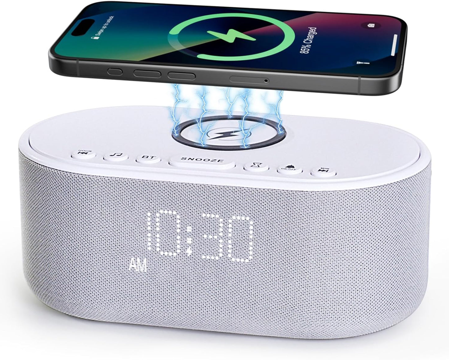 Odokee Sound Machine Alarm Clock for Bedrooms with Wireless Charging - Putty