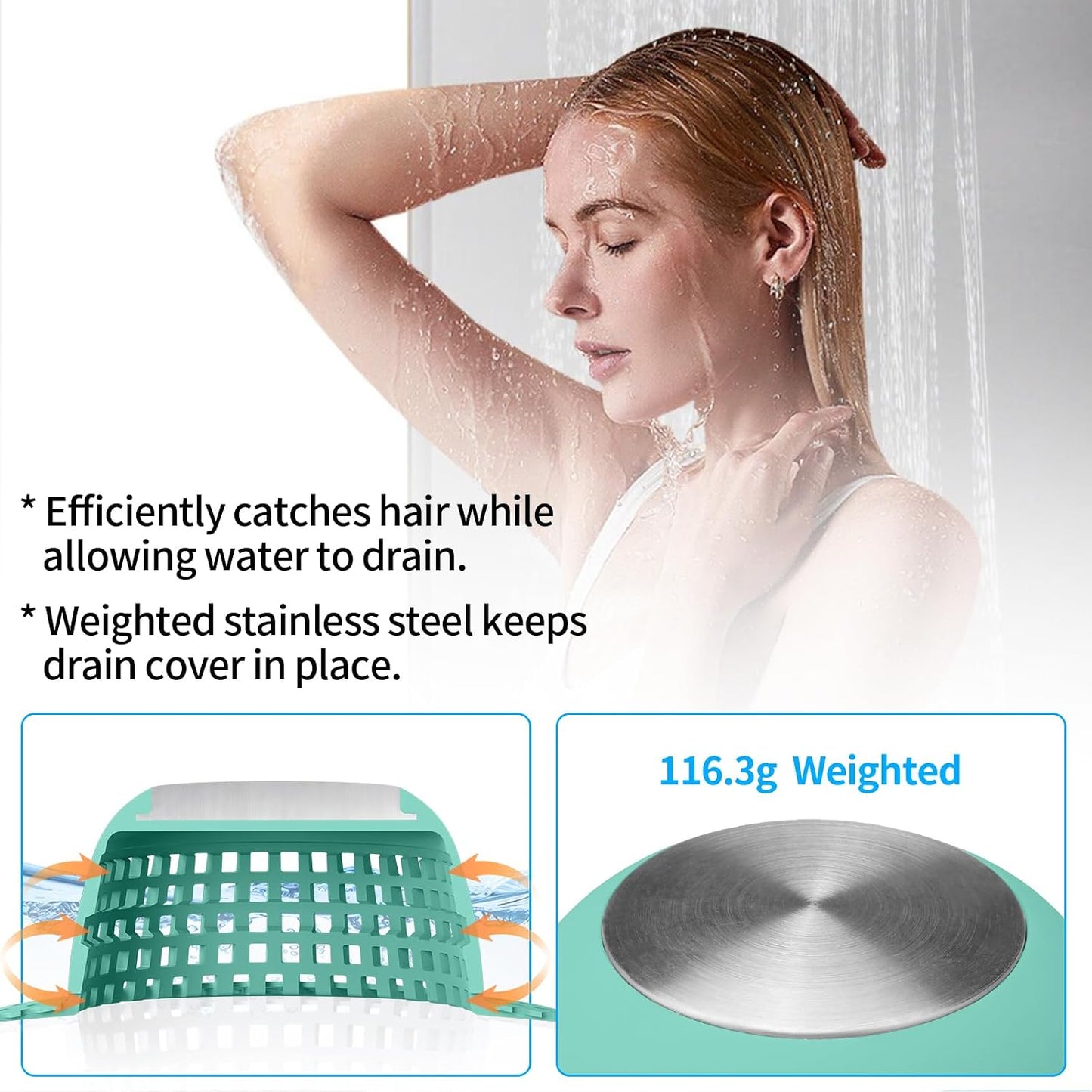 Aluvor Shower Drain Hair Catcher Bathtub Drain Cover Sink Drain Protector | Bathroom Sink & Bathtub Drain Strainer for Pop-Up & Regular Drains, Silver Grey
