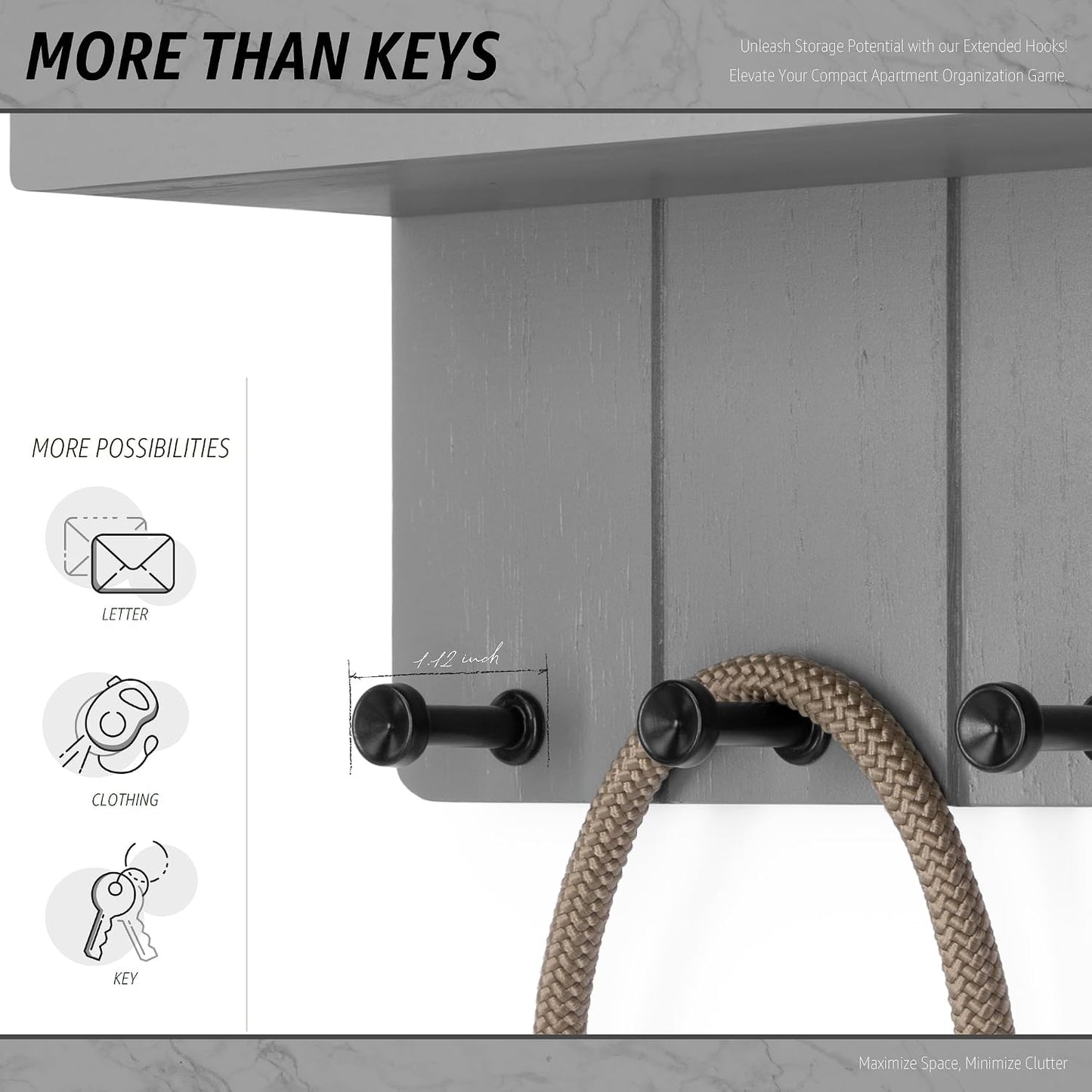 Rebee Vision Key Holder Wall Mount with Shelf for Entryway, Distressed Blue | Key and Mail Holder for Wall, Shelf, 4 Key Hooks, Farmhouse Decor, Room Decor Aesthetic, Compact Home Storage, Wall Organizer