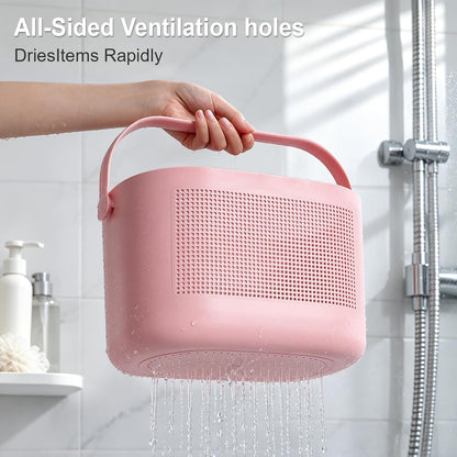 Plastic Portable Shower Caddy Basket, Storage Organizer with Handle, Yellow | Bottom Drain Holes, Keep Dry, Sturdy and Durable, Easy to Carry for Bathroom, Kitchen, Dorm Room, RV, College
