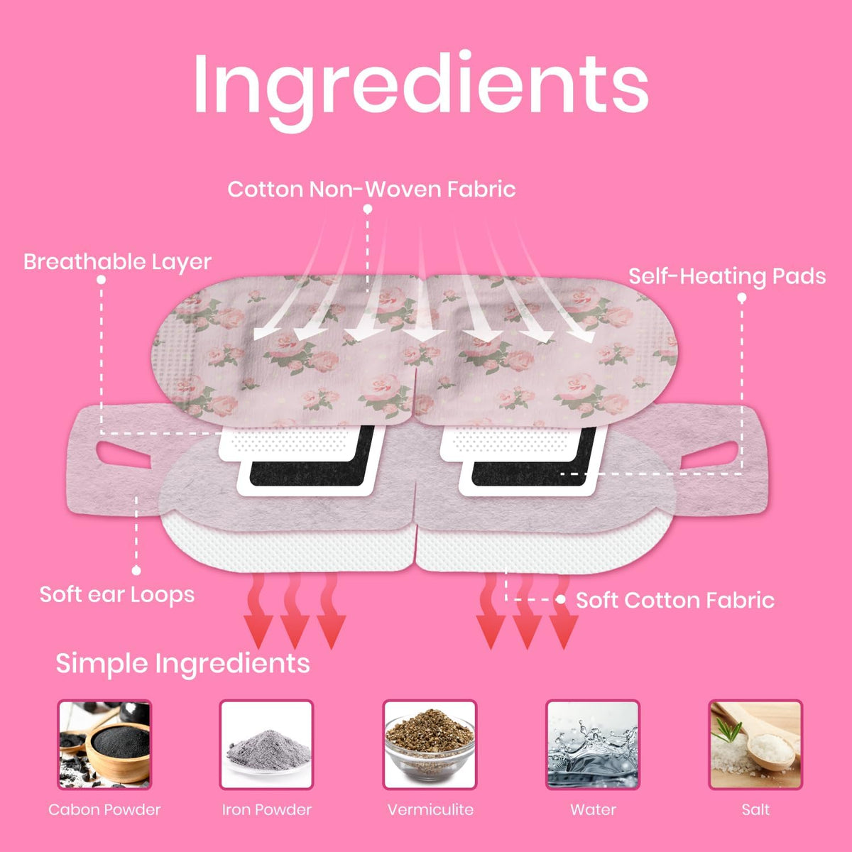 LANNA Heated Steam Eye Mask, Disposable 120 Minutes Chamomile Scent 10 Pcs