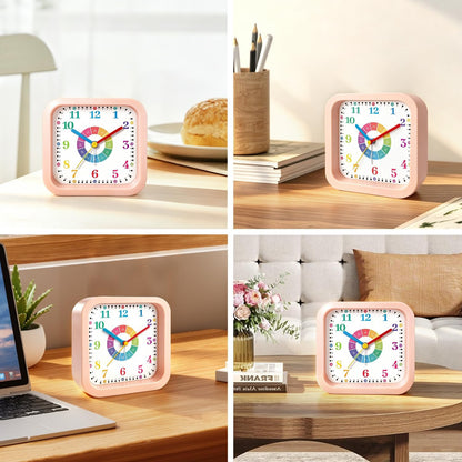 Loud Alarm Clock for Heavy Sleepers, 4.5" Simple Square Analog Alarm Clocks with Silent Movement Battery Operated Easy-to-Read Dial, Plastic Small Desk Clock for Bedroom Teens Seniors, Black