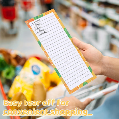 Thboxes 4 Pack Magnetic Note Pad for Fridge with Pen Holder, Totally 200 Sheets Grocery List Magnet Pad for Refrigerator Magnetic Shopping List Pad（Fruit Design） | Full-Back Magnet, 80Gsm FSC-certified Paper, School Office Home Supplies Grocery List