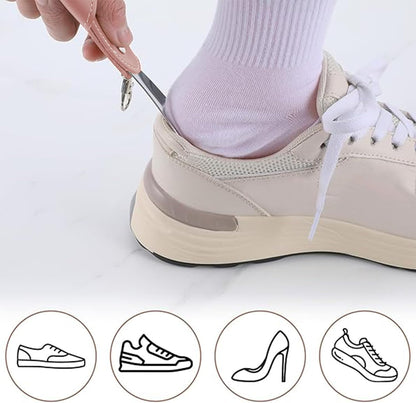 Metal Shoe Horn with Holster, 1 Pc Foldable Shoe Horn with Keychain, Travel Mini Stainless Steel Shoe Spoon
