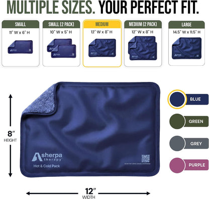 Medium Flexible Gel Ice Packs Reusable - Hot and Cold Soft Ice Packs for Injuries Reusable for Ankle, Arm, Foot, Leg, Back Pain Relief - 8" x 12" - Purple