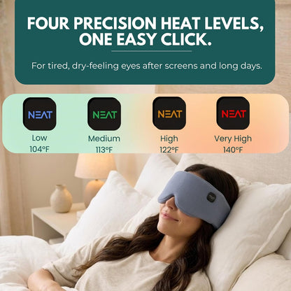 Heated Eye Mask – Cordless Electric Warm Eye Compress for Dry Eyes, Stye & Eye Strain Relief – 4 Heat Settings, Rechargeable, Light-Blocking, Blackout, Washable Cover (Ocean Stone)