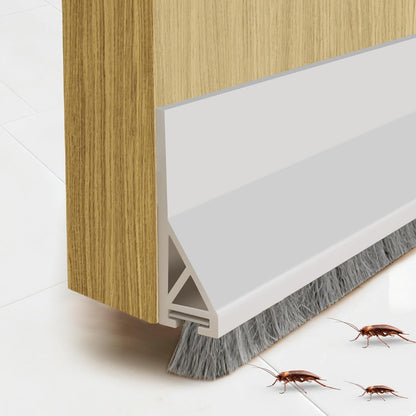 Door Sweep for Bottom of Door: Integrated Design with Brush | Self Adhesive Under Door Draft Stopper - Seal Dust Noise Hot or Cold Air Insulation - White 39"L 2" W