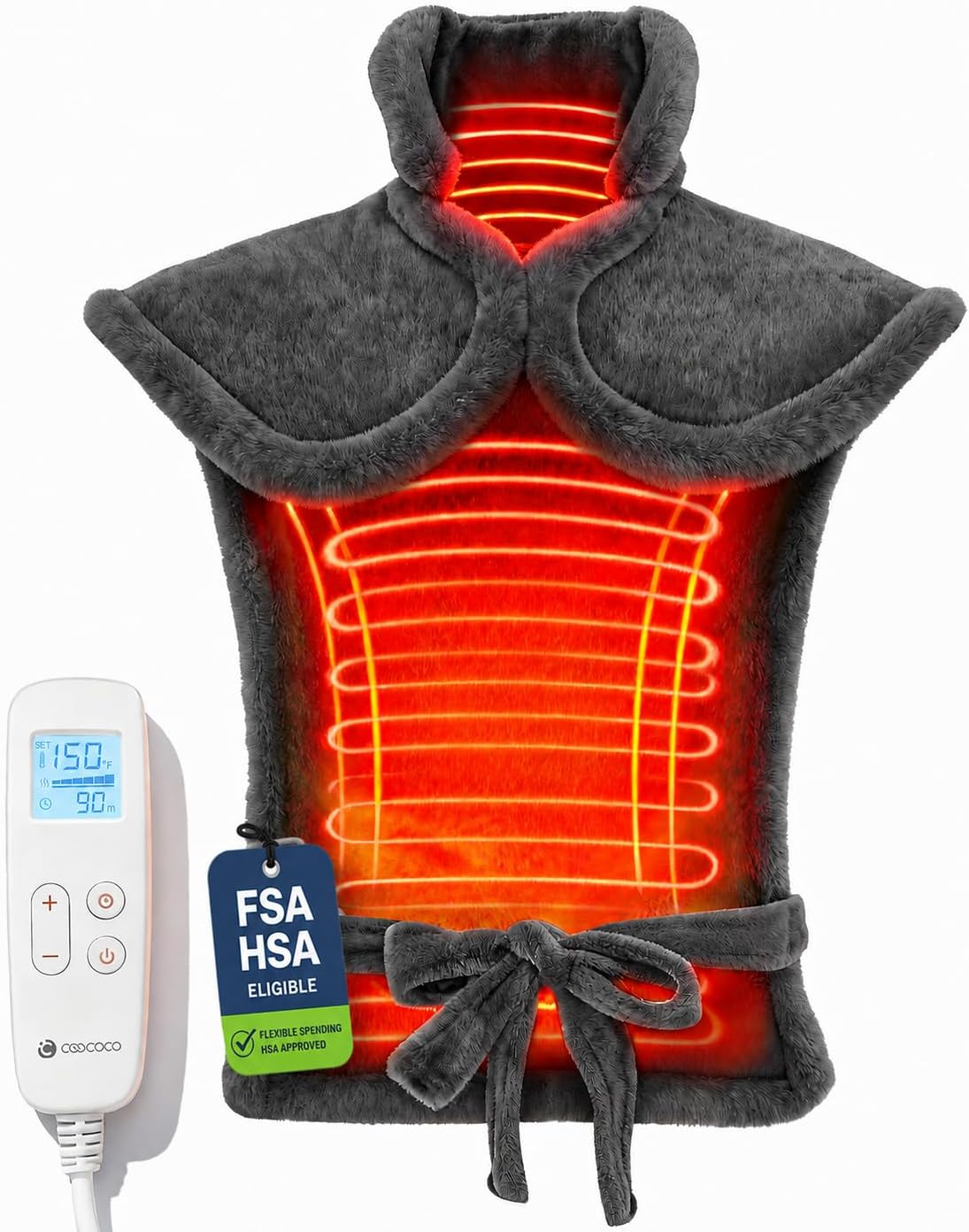 CooCoCo FSA Eligible 24 x 33 in Heating Pad for Neck & Back