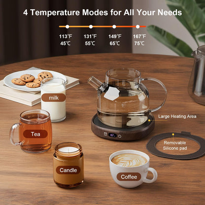 Coffee Mug Warmer Set for Desk, Smart Heated Electric Tea Cup Warmer Plate | Coffee Lover Mug and Warmer Set, Office Home Beverage Warming Candle Heater, 4-Temp Control 8H Auto Shut Off, Men Women Gift