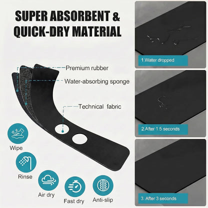Absorbent Kitchen Sink Faucet Mat for 2-Hole 8" On-Center Faucets 30"x5.5" | Fits Sink with Soap Dispenser, Air Gap or Side Sprayer - Cuttable Drip Catcher Splash Guard for Irregular & 3, 4 Hole Sinks