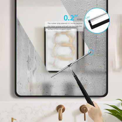 Toncoke 2 in 1 Window Squeegee, Shower Squeegee Window Cleaning Kit with Extension Pole Long Handle Squeegee for Shower Glass Floor Bathroom Home Outdoor, 12 inch Wide, Black