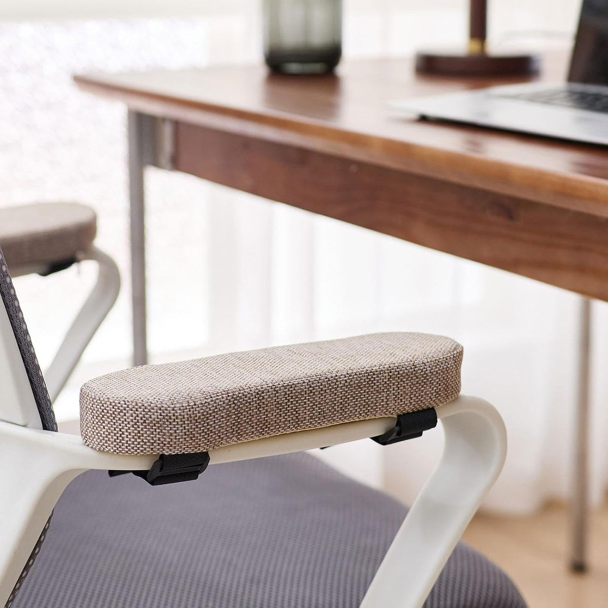 Office Chair Armrest Pad Elbow Cushion Thick Removable Cover Desk Chair Armrest Cushion Arm Padding for Recliners Sofa Home, Beige