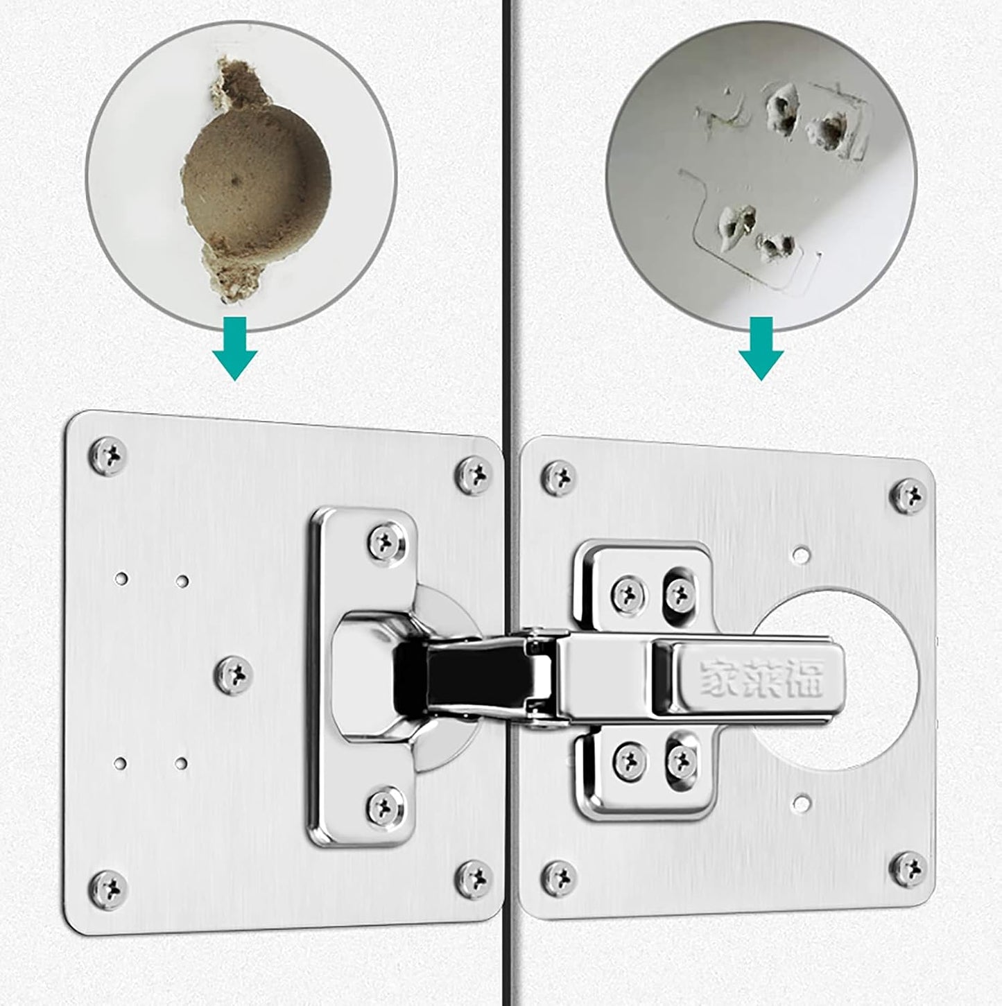 Cabinet Hinges Repair Plate,Stainless Steel Hinge Repair Brackets Kit,Kitchen Cupboard Door Hinge Repair Plate Kit Includes Fixing Screws,Protect Wooden Kitchen Cabinet Door,Furniture(2 PCS)…